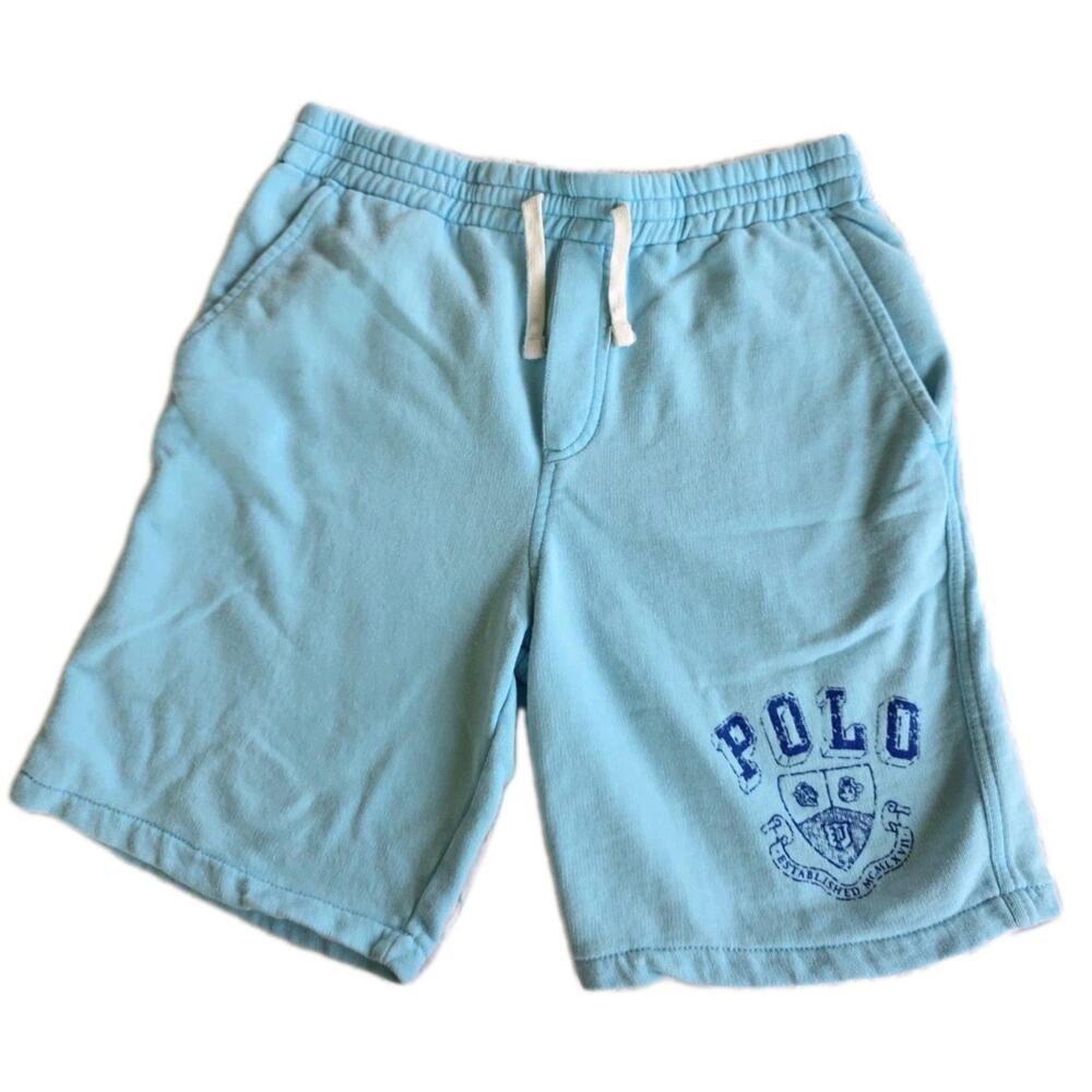 Polo Ralph Lauren Boys Size Large-(14-16) Shorts Light Blue Elastic Joggers